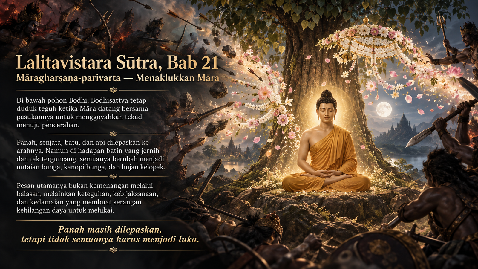 Ketika Panah Menjadi Bunga: Menaklukkan Māra di Bawah Pohon Bodhi